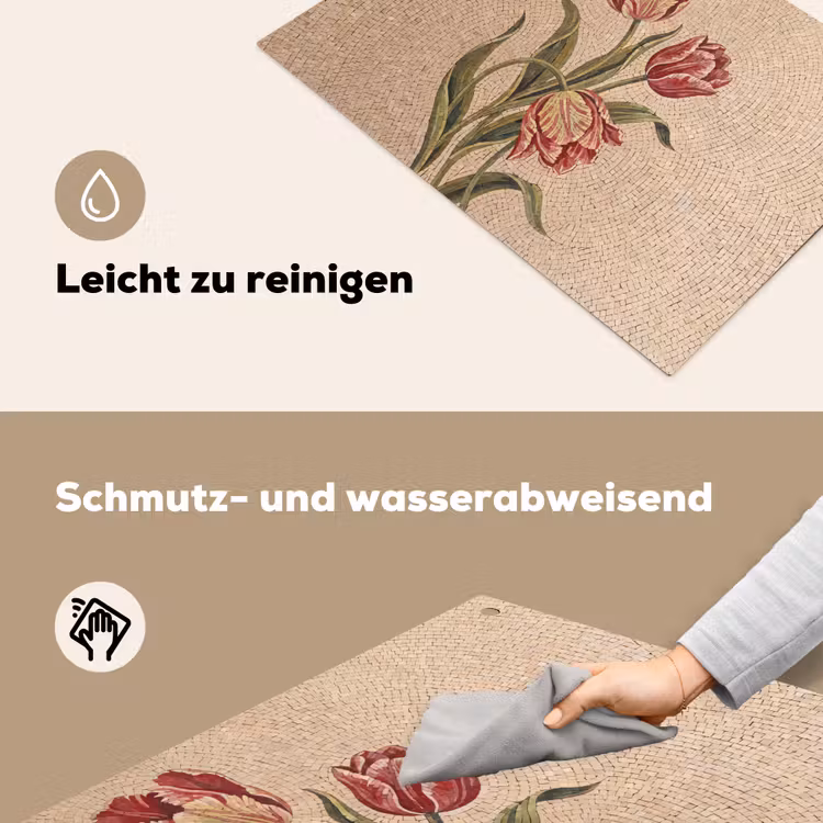 Bloemen - Mozaïek - Rood - Groen - Kunst Inductie beschemer met haakjes klein -ky-schoon-de