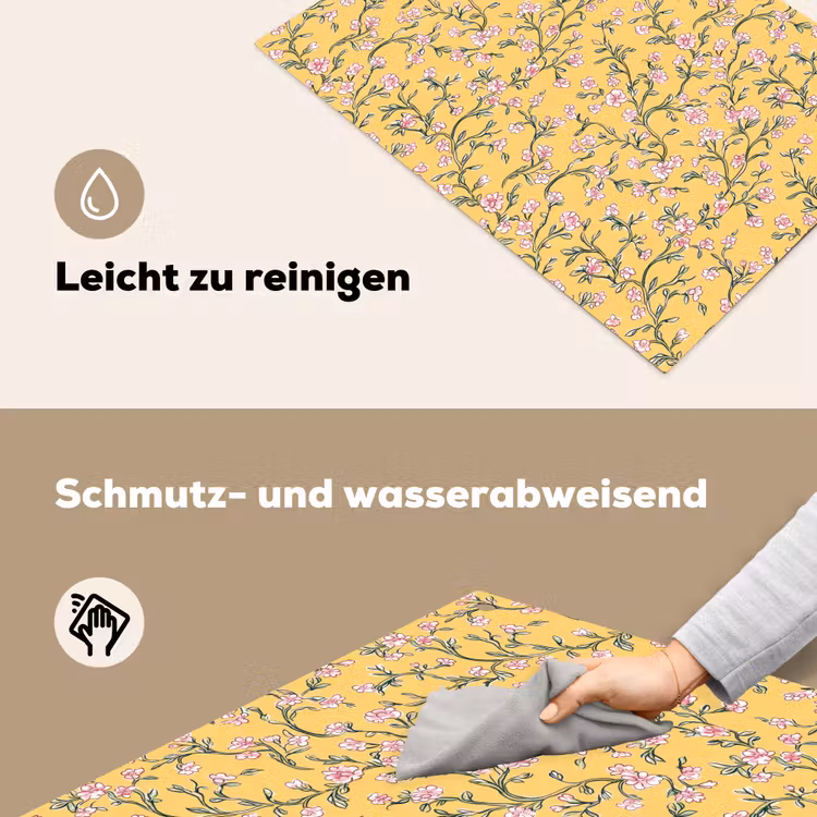Bloemen - Motief - Geel Inductie beschemer met haakjes klein 777 -ky-schoon-de
