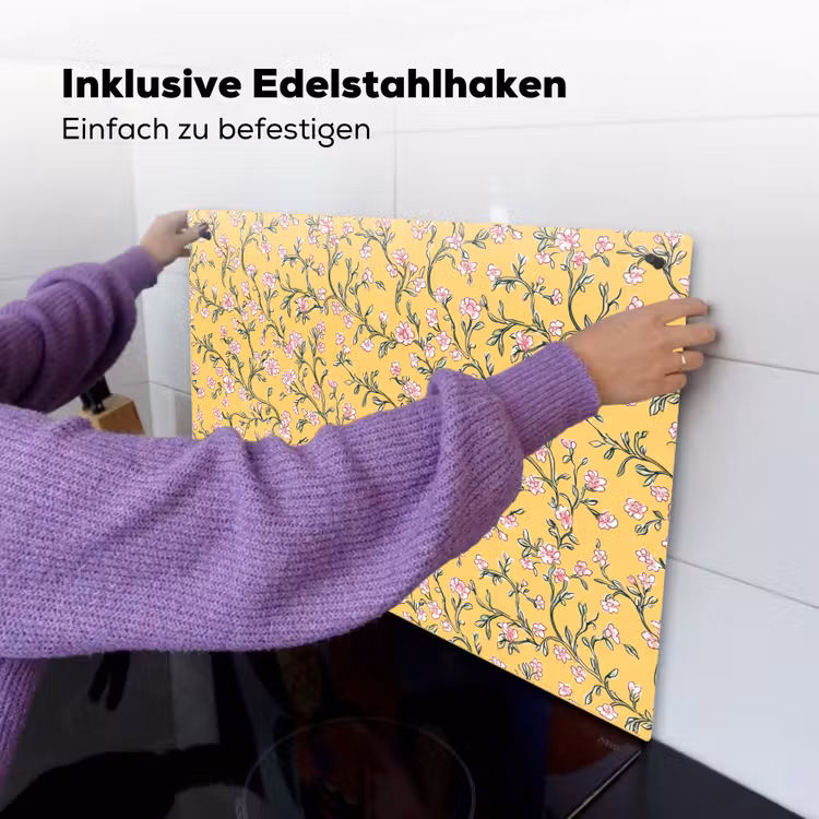 Bloemen - Motief - Geel Inductie beschemer met haakjes klein 777 -ky-ophangen-de