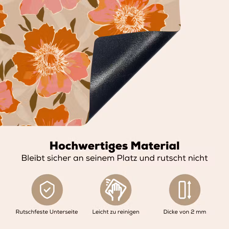 Bloemen - Motief - Retro Inductie beschemer met haakjes klein 777 -ky-onderkant-de