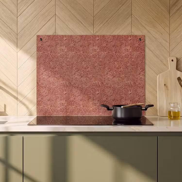 2-in-1 Herdabdeckplatte & Spritzschutz - Blumen - Motiv - Rot - Bloemen - Motief - Rood Inductie beschemer met haakjes klein 777