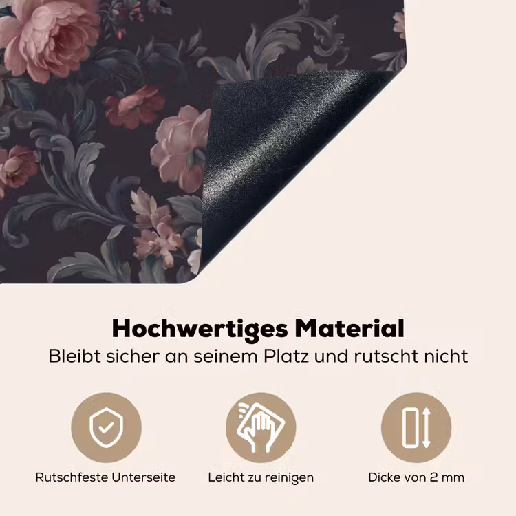 Bloemen - Patroon - Sierlijk - Roze - Donker Inductie beschemer met haakjes klein -ky-onderkant-de