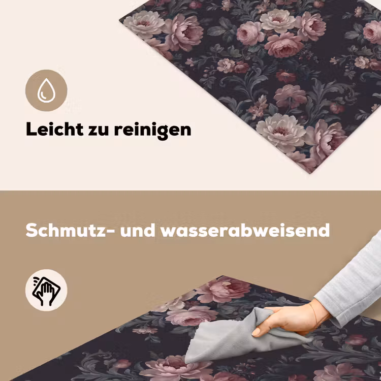 Bloemen - Patroon - Sierlijk - Roze - Donker Inductie beschemer met haakjes klein -ky-schoon-de