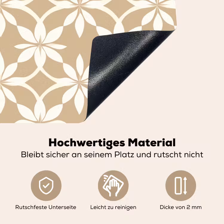 Bloemen - Patroon - Beige Inductie beschemer met haakjes klein 777 -ky-onderkant-de