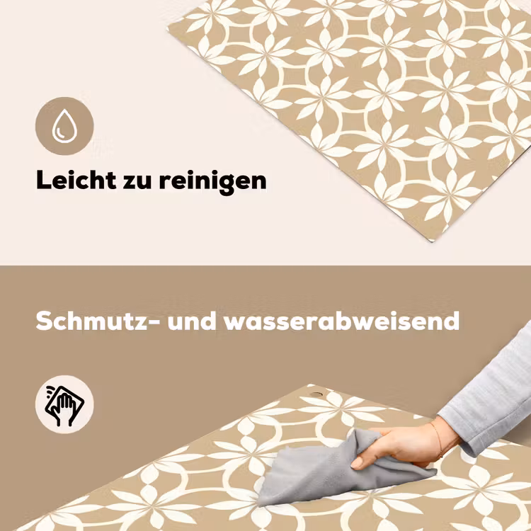 Bloemen - Patroon - Beige Inductie beschemer met haakjes klein 777 -ky-schoon-de