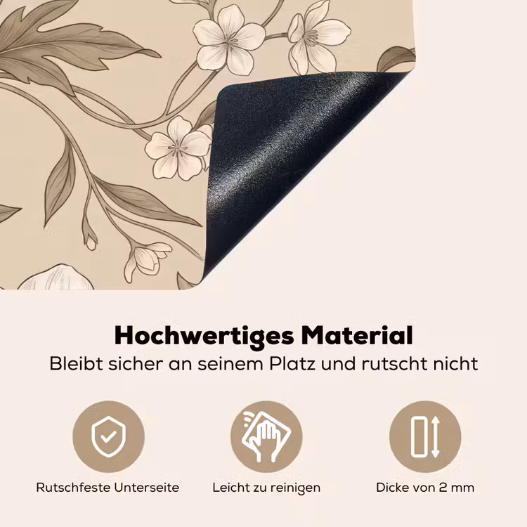 Bloemen - Patroon - Beige Inductie beschemer met haakjes klein -ky-onderkant-de