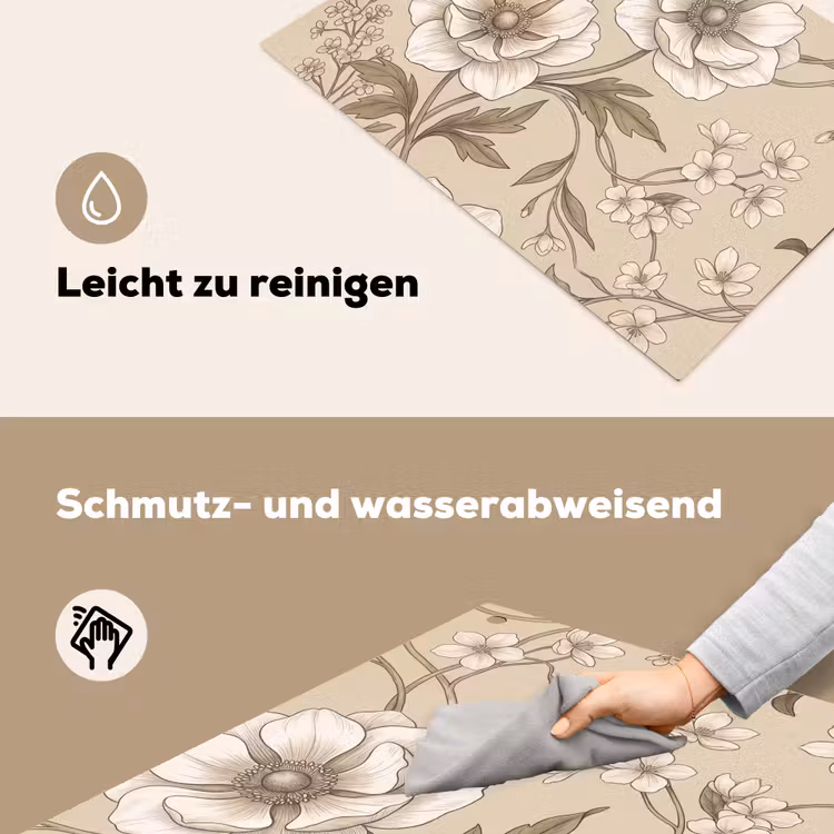 Bloemen - Patroon - Beige Inductie beschemer met haakjes klein -ky-schoon-de