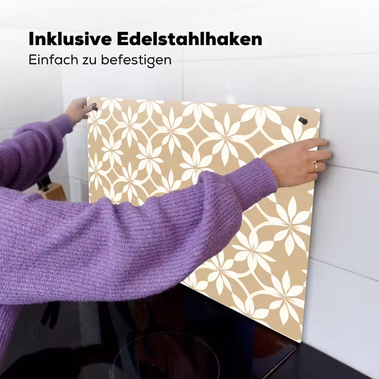 Bloemen - Patroon - Beige Inductie beschemer met haakjes klein 777 -ky-ophangen-de