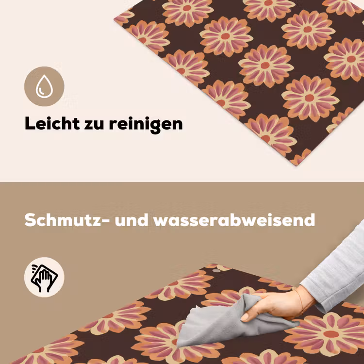 Bloemen - Patroon - Bruin Inductie beschemer met haakjes klein 777 -ky-schoon-de