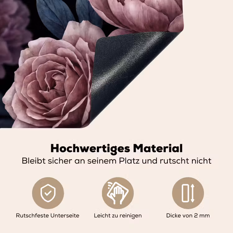 Bloemen - Patroon - Donker - Botanisch - Paars Inductie beschemer met haakjes klein -ky-onderkant-de