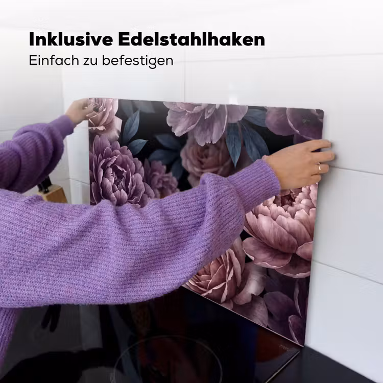 Bloemen - Patroon - Donker - Botanisch - Paars Inductie beschemer met haakjes klein -ky-ophangen-de