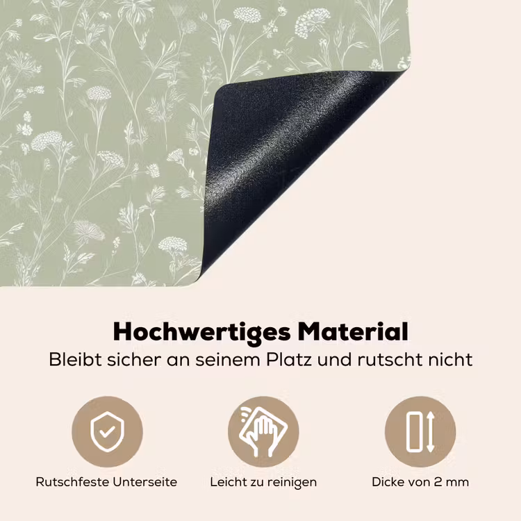 Bloemen - Patroon - Groen Inductie beschemer met haakjes klein 777 -ky-onderkant-de