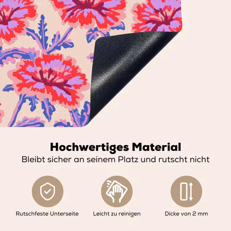 Bloemen - Patroon - Meerkleurig Inductie beschemer met haakjes klein 777 -ky-onderkant-de