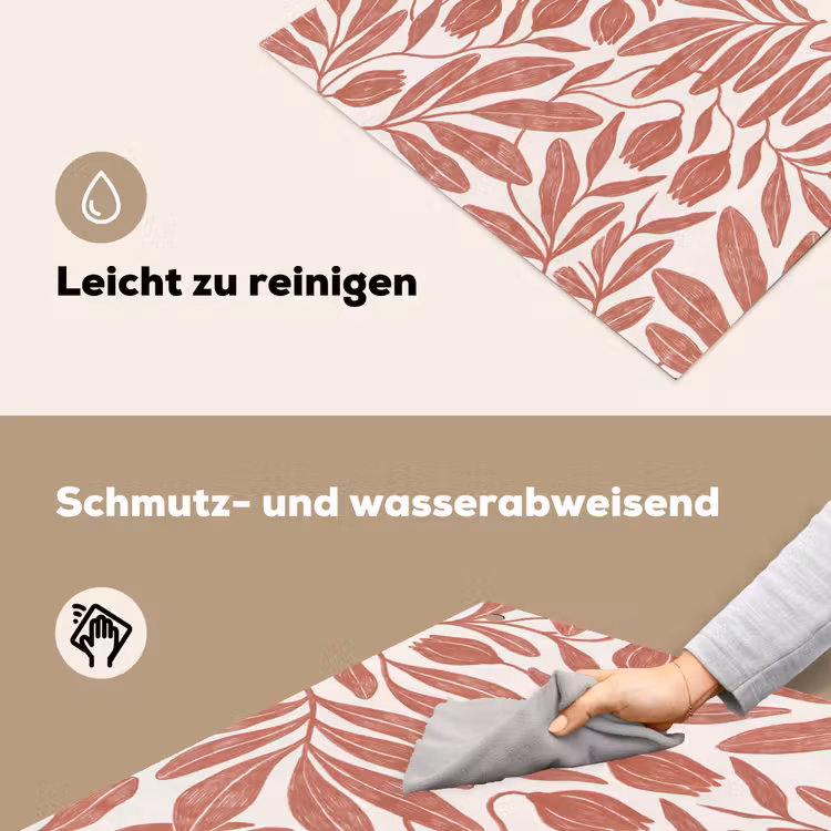 Bloemen - Patroon - Modern - Natuur - Bruin Inductie beschemer met haakjes klein -ky-schoon-de