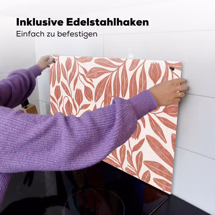 Bloemen - Patroon - Modern - Natuur - Bruin Inductie beschemer met haakjes klein -ky-ophangen-de