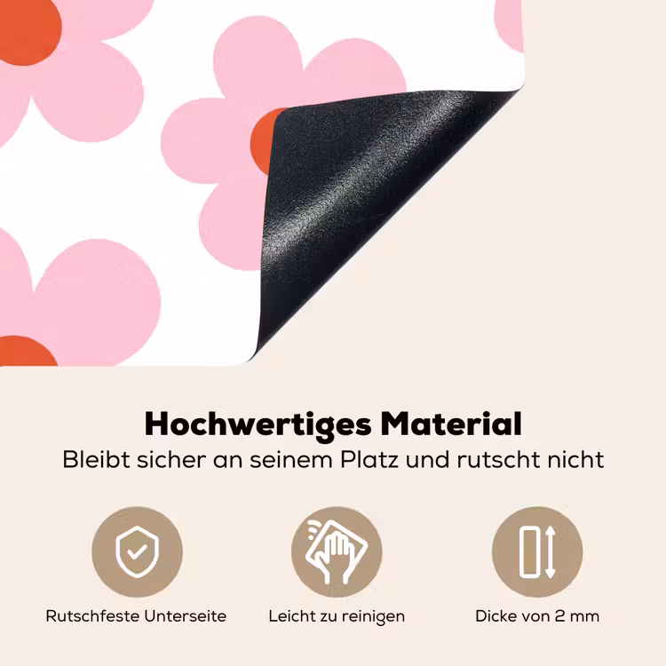 Bloemen - Patroon - Modern - Roze - Wit Inductie beschemer met haakjes klein -ky-onderkant-de