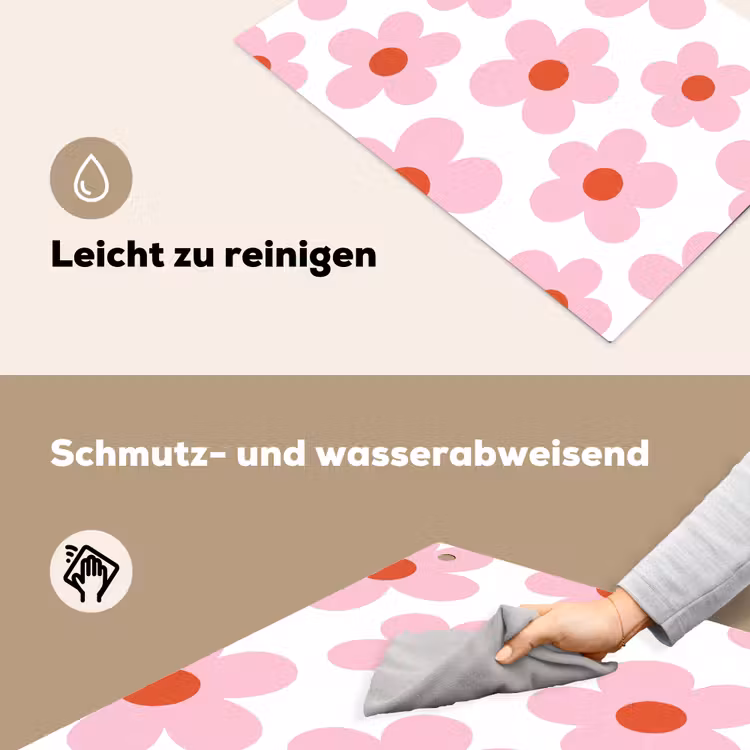 Bloemen - Patroon - Modern - Roze - Wit Inductie beschemer met haakjes klein -ky-schoon-de
