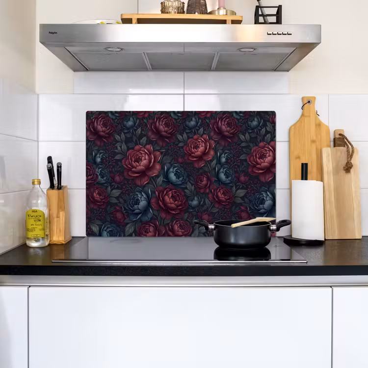 Bloemen - Patroon - Natuur - Klassiek - Donker Inductie beschemer met haakjes klein -sfeer2