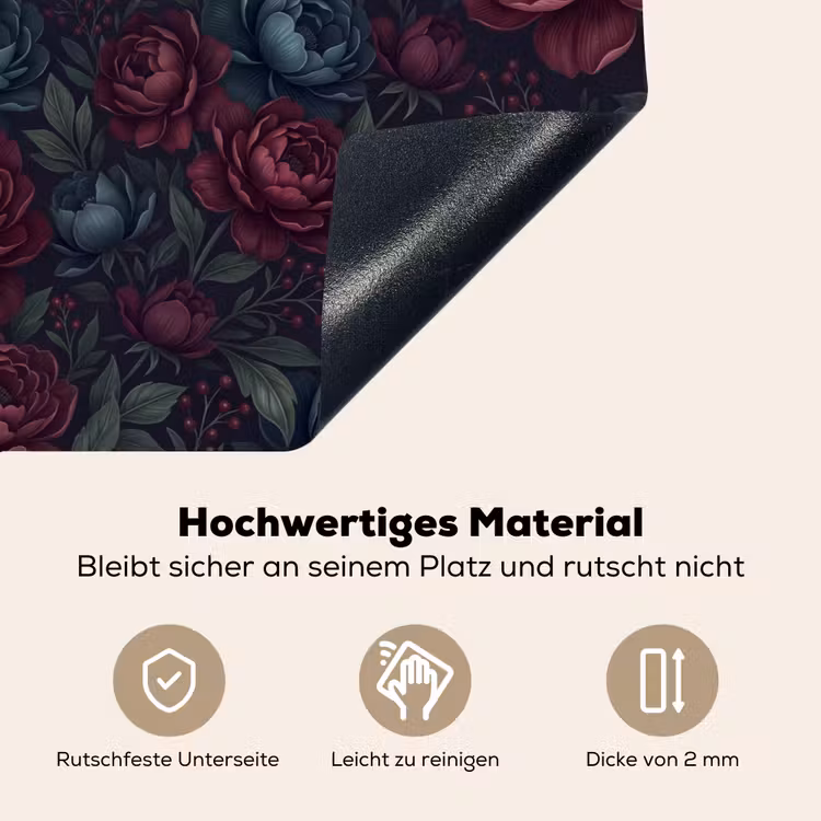 Bloemen - Patroon - Natuur - Klassiek - Donker Inductie beschemer met haakjes klein -ky-onderkant-de