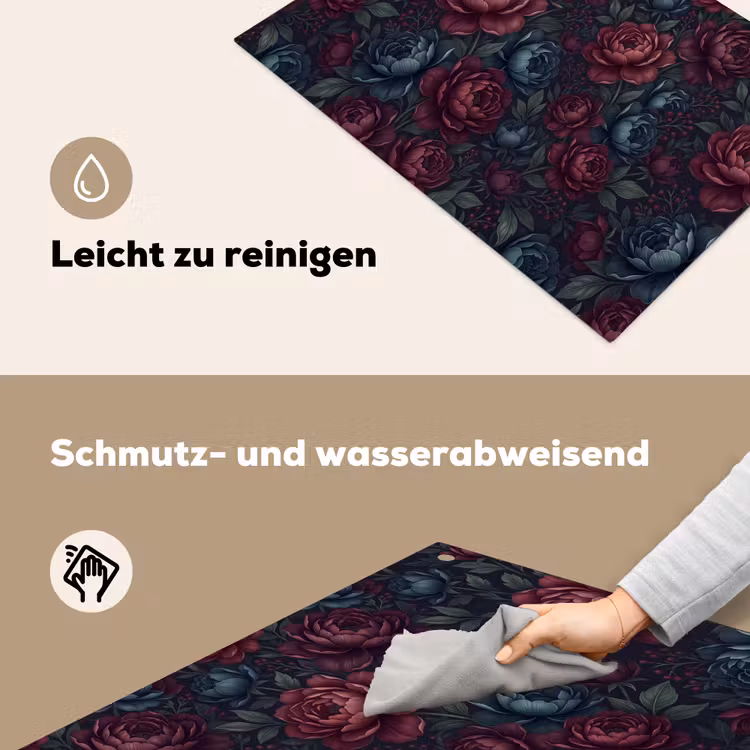 Bloemen - Patroon - Natuur - Klassiek - Donker Inductie beschemer met haakjes klein -ky-schoon-de