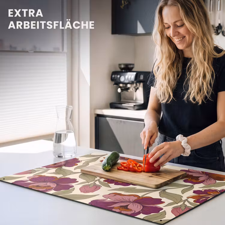 Bloemen - Patroon - Natuur - Modern - Paars Inductie beschemer met haakjes klein -ky-usp-de