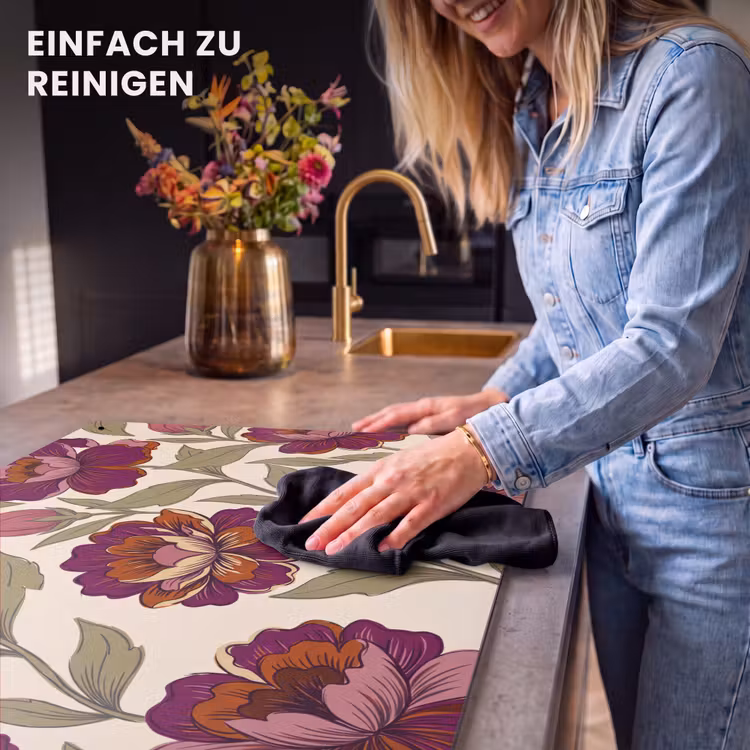 Bloemen - Patroon - Natuur - Modern - Paars Inductie beschemer met haakjes klein -ky-schoon-de