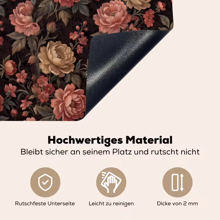 Bloemen - Patroon - Natuur - Vintage - Roze Inductie beschemer met haakjes klein -ky-onderkant-de
