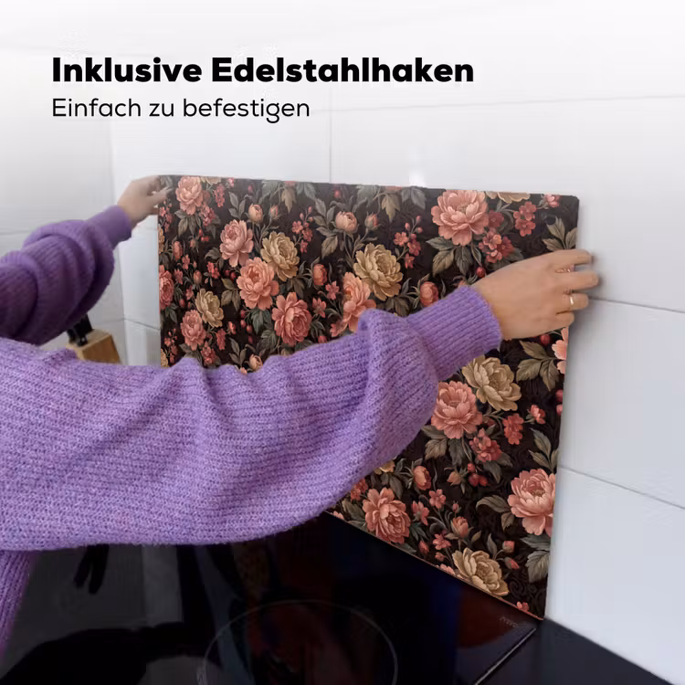 Bloemen - Patroon - Natuur - Vintage - Roze Inductie beschemer met haakjes klein -ky-ophangen-de