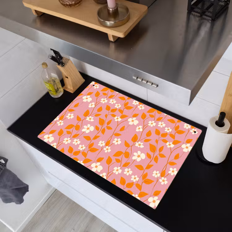 Bloemen - Patroon - Oranje Inductie beschemer met haakjes klein 777 -sfeer1