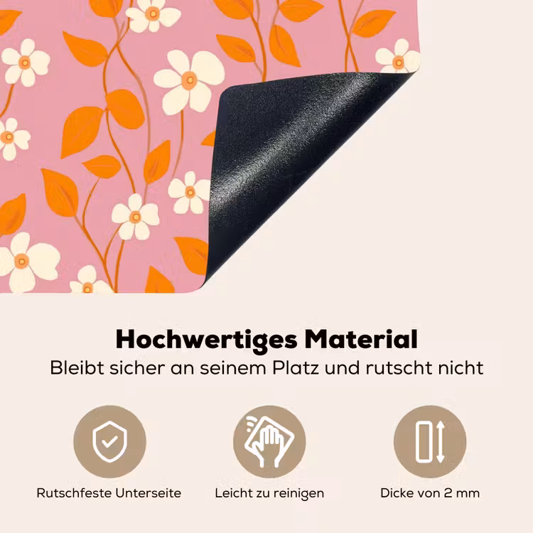 Bloemen - Patroon - Oranje Inductie beschemer met haakjes klein 777 -ky-onderkant-de