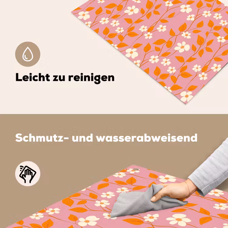 Bloemen - Patroon - Oranje Inductie beschemer met haakjes klein 777 -ky-schoon-de