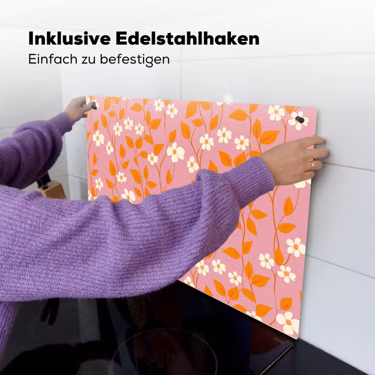 Bloemen - Patroon - Oranje Inductie beschemer met haakjes klein 777 -ky-ophangen-de