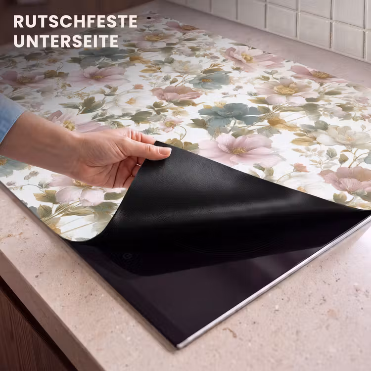 2-in-1 Herdabdeckplatte & Spritzschutz - Blumen - Muster - Pastell - Bloemen - Patroon - Pastel Inductie beschemer met haakjes klein 777
