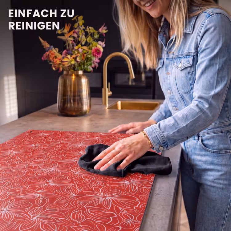 2-in-1 Herdabdeckplatte & Spritzschutz - Blumen - Muster - Rot - Bloemen - Patroon - Rood Inductie beschemer met haakjes klein 777