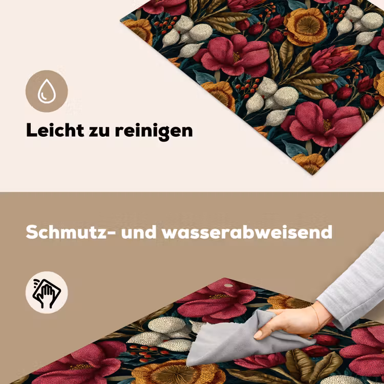 Bloemen - Patroon - Rood - Goud Inductie beschemer met haakjes klein 777 -ky-schoon-de