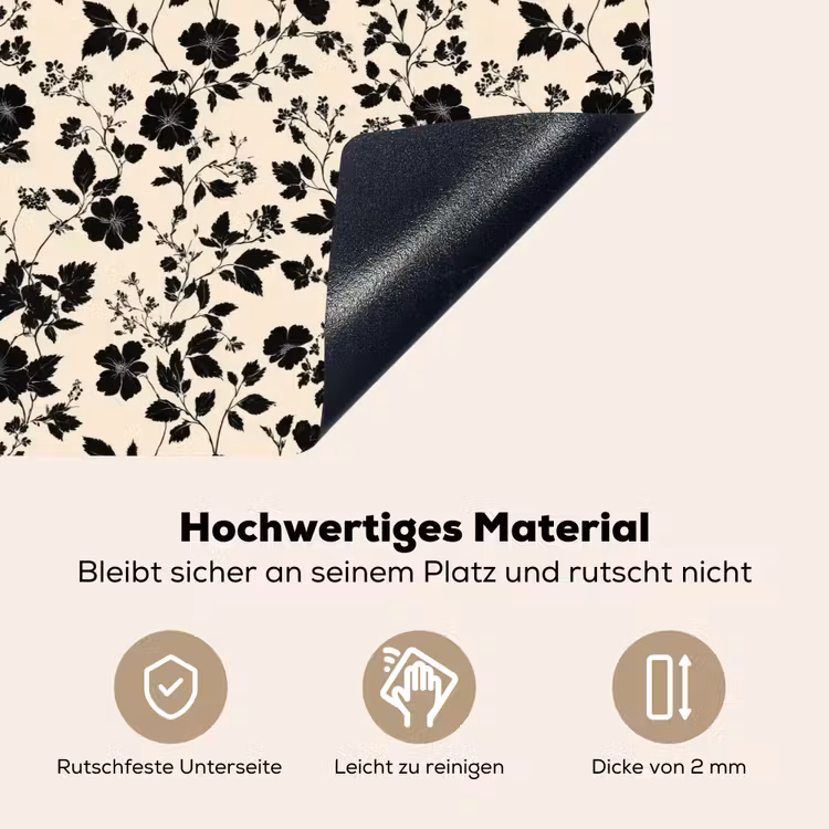 Bloemen - Dessin - Zwart Inductie beschemer met haakjes klein 777 -ky-onderkant-de