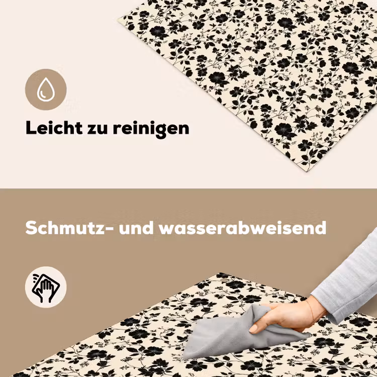 Bloemen - Dessin - Zwart Inductie beschemer met haakjes klein 777 -ky-schoon-de