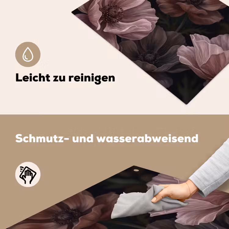 Bloemen - Natuur - Roze - Donker - Modern Inductie beschemer met haakjes klein -ky-schoon-de