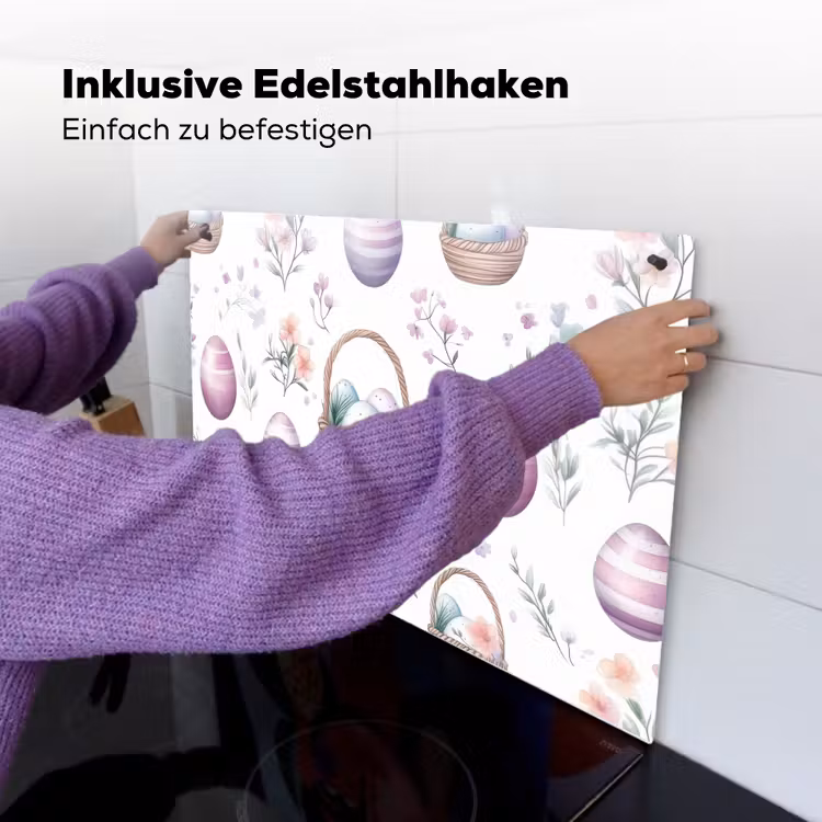Bloemen - Paaseieren - Patroon Inductie beschemer met haakjes klein -ky-ophangen-de