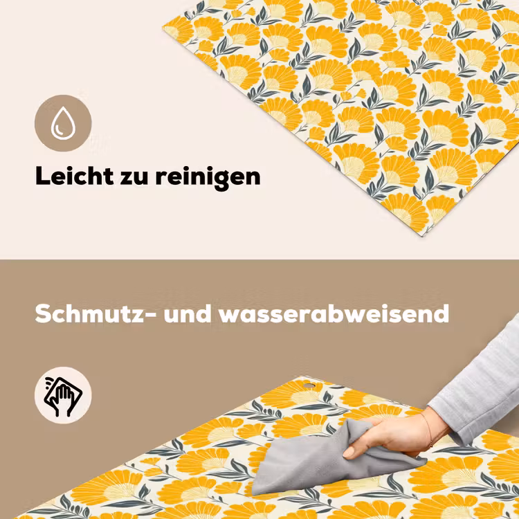 Bloemen - Retro - Botanisch - Okergeel - Grijs Inductie beschemer met haakjes klein 777 -ky-schoon-de