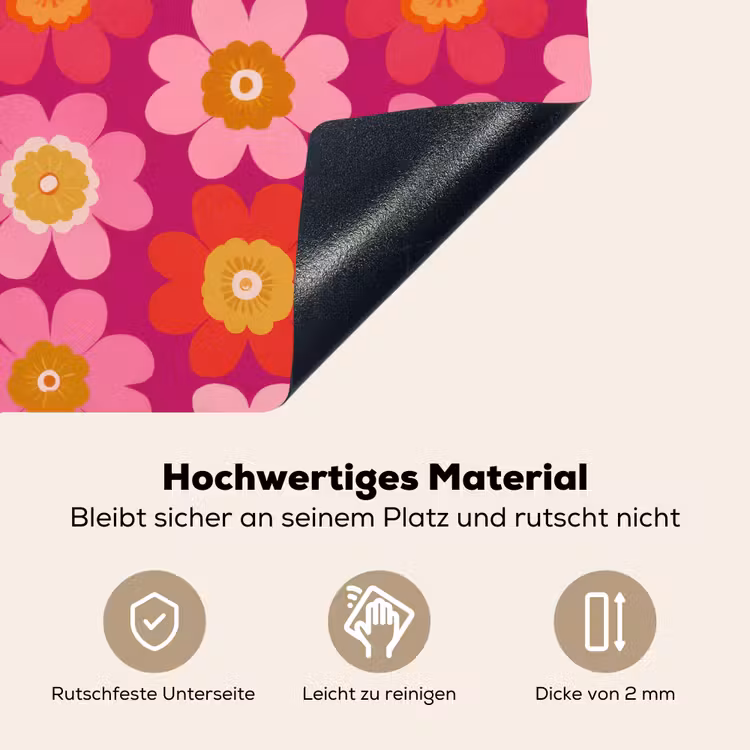 Bloemen - Retro - Kleurrijk Inductie beschemer met haakjes klein 777 -ky-onderkant-de