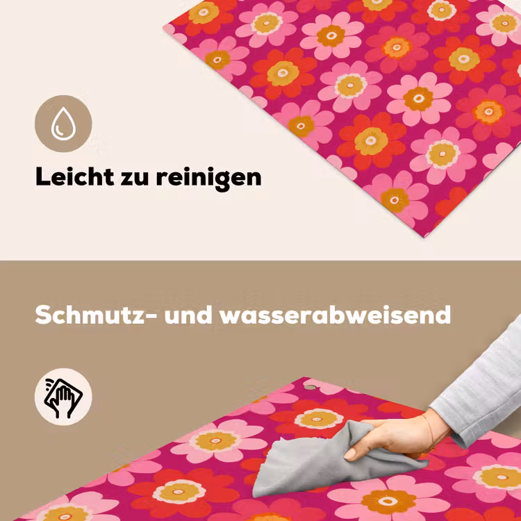 Bloemen - Retro - Kleurrijk Inductie beschemer met haakjes klein 777 -ky-schoon-de