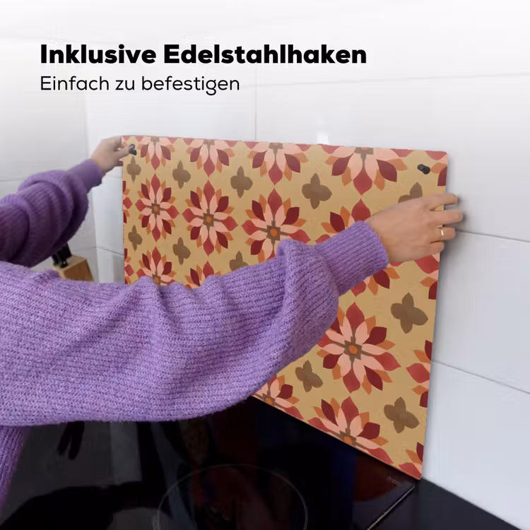 Bloemen - Retro - Groen Inductie beschemer met haakjes klein 777 -ky-ophangen-de