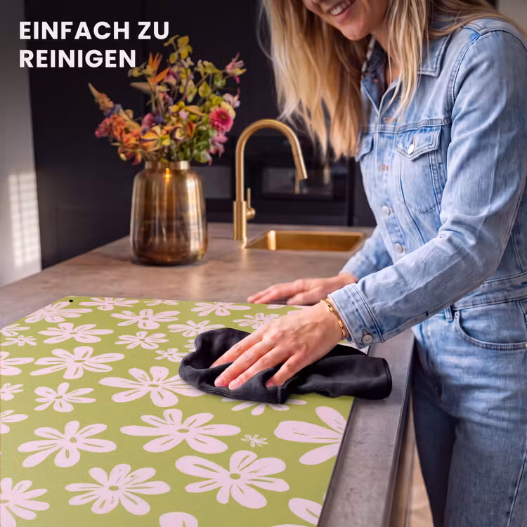 2-in-1 Herdabdeckplatte & Spritzschutz - Blumen - Rosa - Gemustert - Bloemen - Roze - Getekend - Patroon Inductie beschemer met haakjes klein