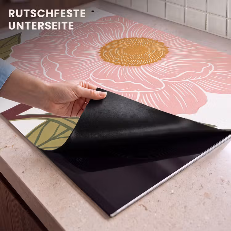 2-in-1 Herdabdeckplatte & Spritzschutz - Blumen – Rosa – Illustration - Bloemen - Roze - Illustratie Inductie beschemer met haakjes klein