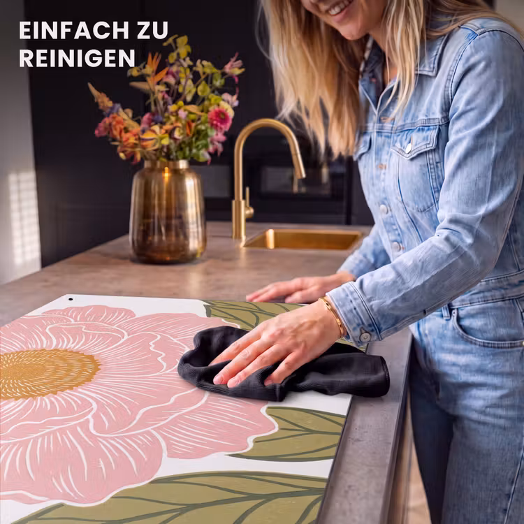 2-in-1 Herdabdeckplatte & Spritzschutz - Blumen – Rosa – Illustration - Bloemen - Roze - Illustratie Inductie beschemer met haakjes klein