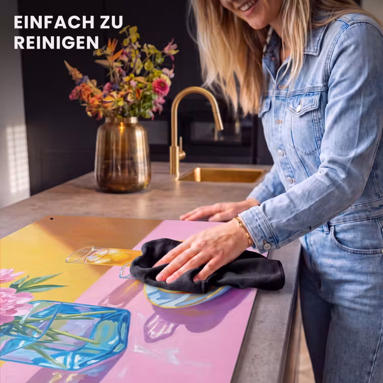 2-in-1 Herdabdeckplatte & Spritzschutz - Blumen – Rosa – Modern - Bloemen - Roze - Modern Inductie beschemer met haakjes klein