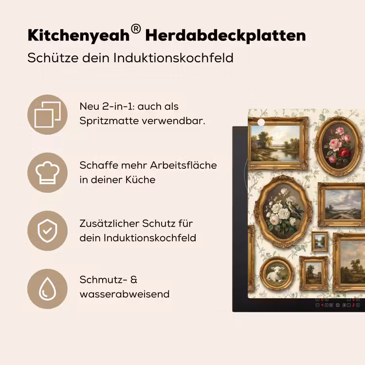 Bloemen - Roze - Stilleven - Klassiek Inductie beschemer met haakjes klein -ky-usp-de