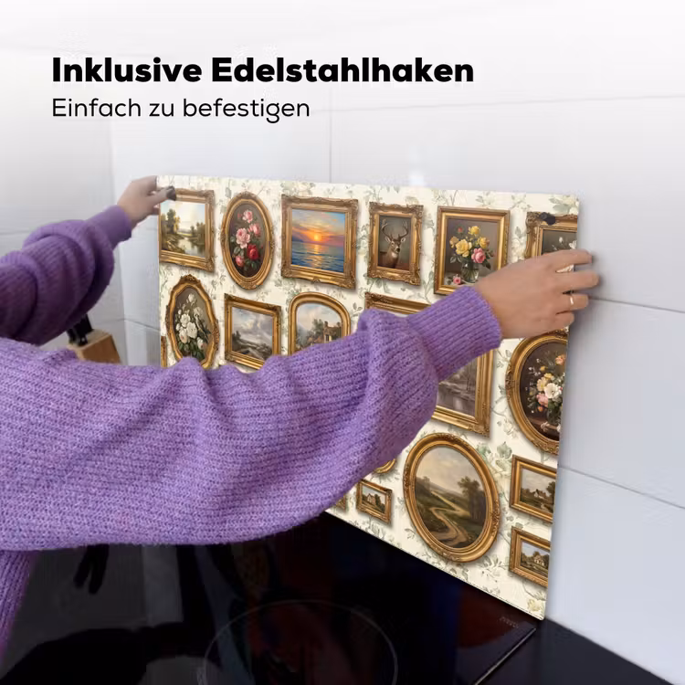 Bloemen - Roze - Stilleven - Klassiek Inductie beschemer met haakjes klein -ky-ophangen-de