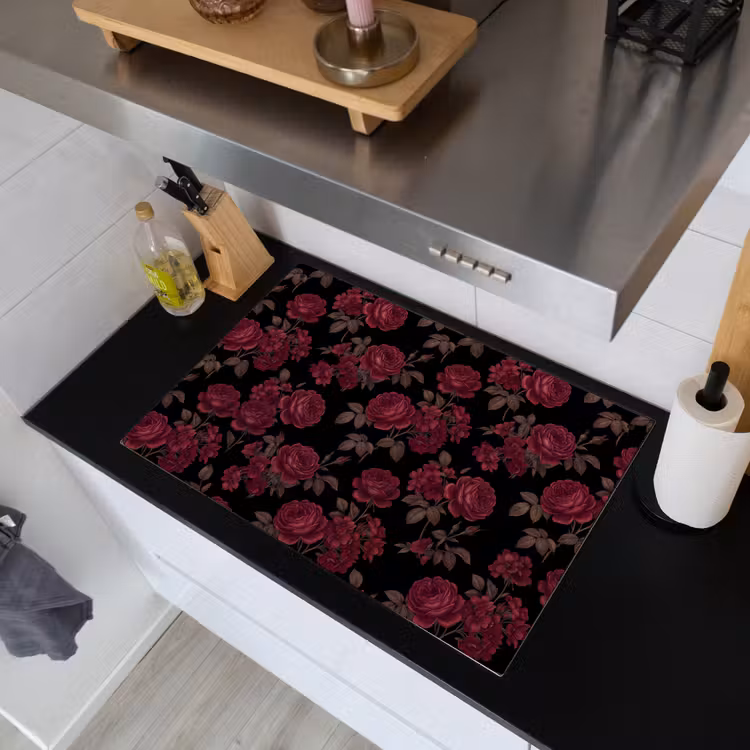 Bloemen - Roos - Patroon - Klassiek - Rood Inductie beschemer met haakjes klein -sfeer1